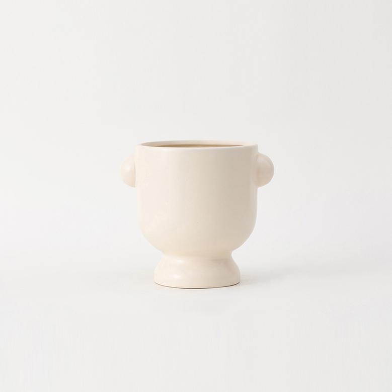 Nordic Flower Pot Design Ceramic Flowerpot With Hemisphere Handle Matte Glazed Pot Plant For Garden Home Decoration