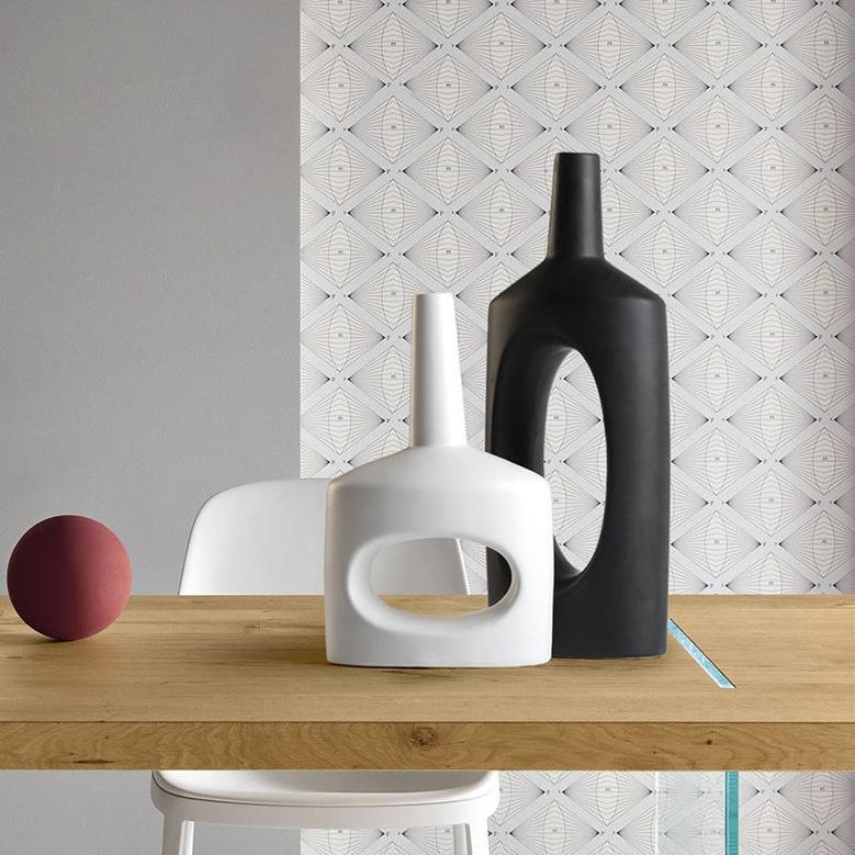 Nordic Indoor Office Home Decoration Desktop Simple Dried Flower Square Rectangle Black White Ceramics Vase