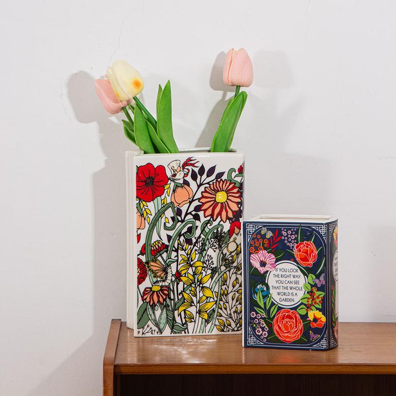 Nordic Luxury Cute Book Shape Vases Custom Office Living Room Home Decor Ceramic Book Vase For Flowers