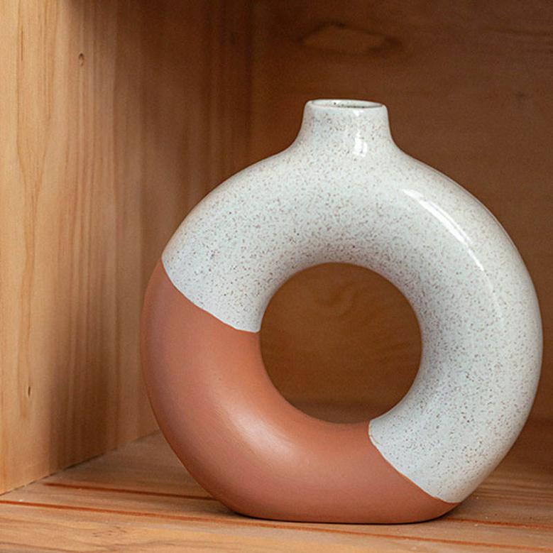 Nordic Modern Living Room Decoration Creative Flower Arrangement Home Decor Ceramic Donut Flower Vases