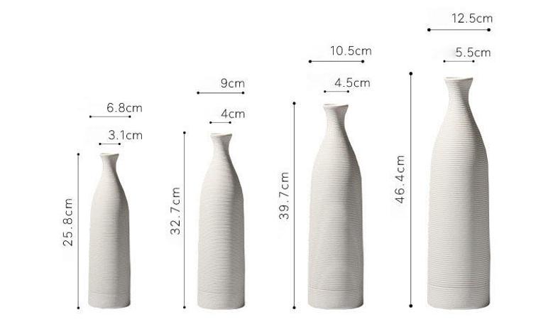 Nordic Modern Porcelain Minimalist White Color Bottle Shape Desktop Vase Design Ceramic Vases Decoration