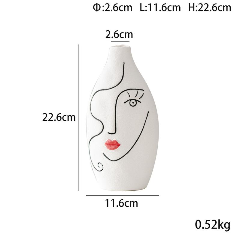 Nordic Style Luxury Decors Human Face Ceramic Vase For Home Decor