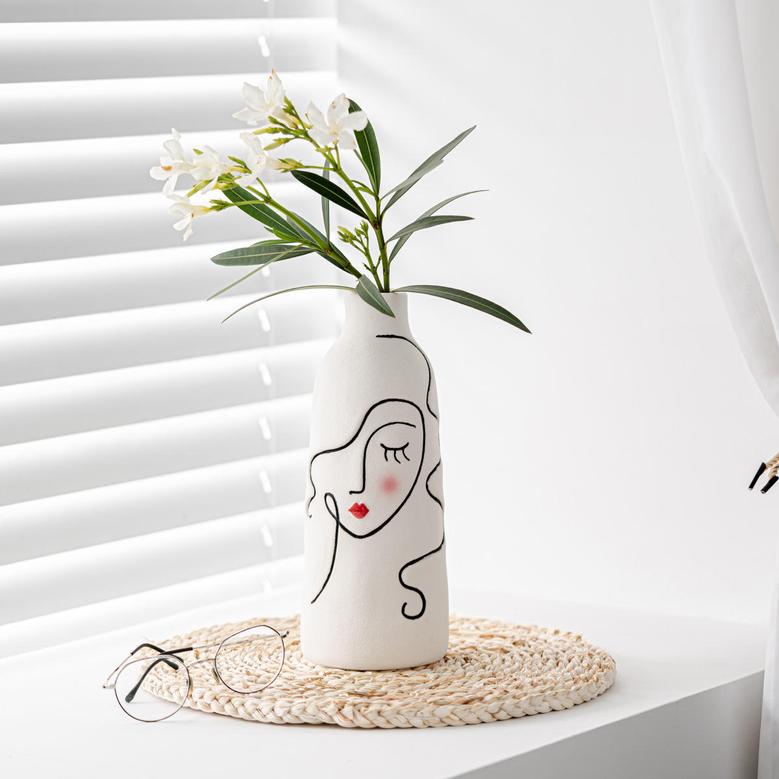 Nordic Style Luxury Decors Human Face Ceramic Vase For Home Decor