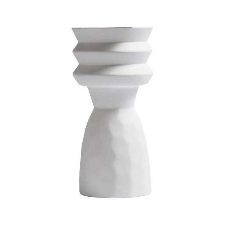Nordic White Geometric Ceramic Flower Vase Decoration Home Office Living Room Plant Vase