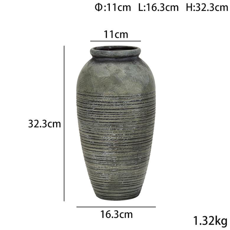 Simple Retro Wide Mouth Ceramic Vase European Antique Made Old Pottery Pot Decorative Crafts