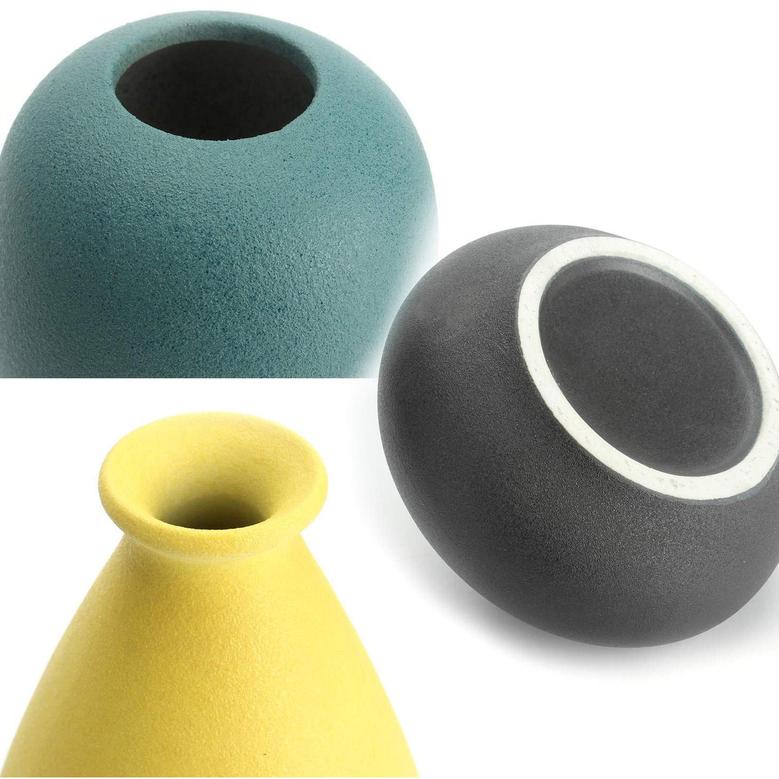 Small Ceramic Decorative Vase Yellow Black Teal Vase For Home Decor