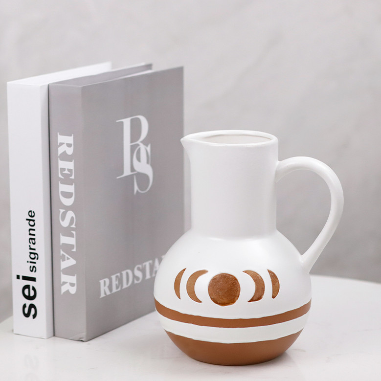 Creative Jug Shaped Vase Cylindrical Vases Hand Painted Ceramic Vase For Home Decoration