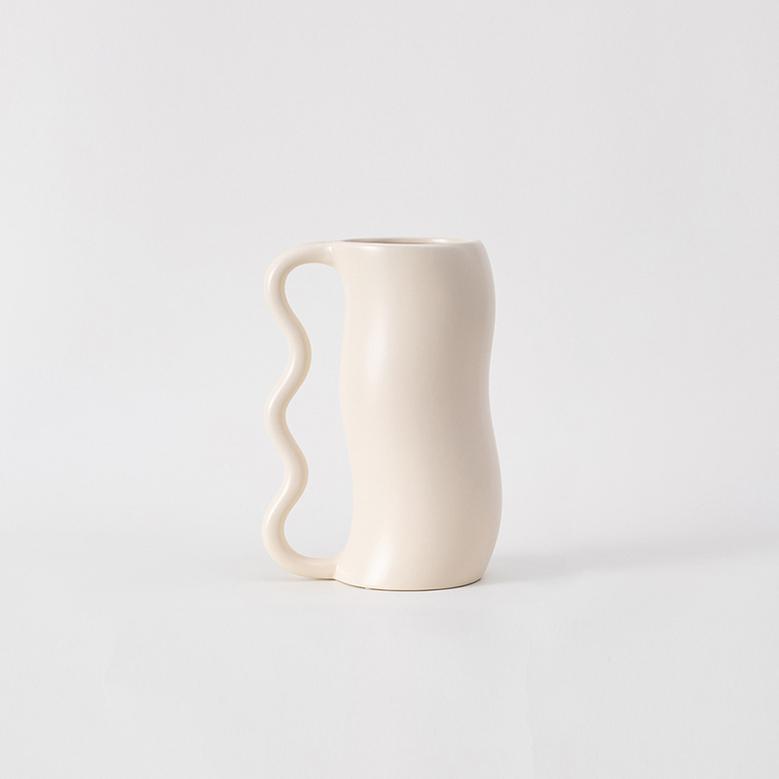 Unique Dried Flower Vase Wave Handle Ceramic Vase Glazed Ikebana Vase For Hotel Home Office Decoration