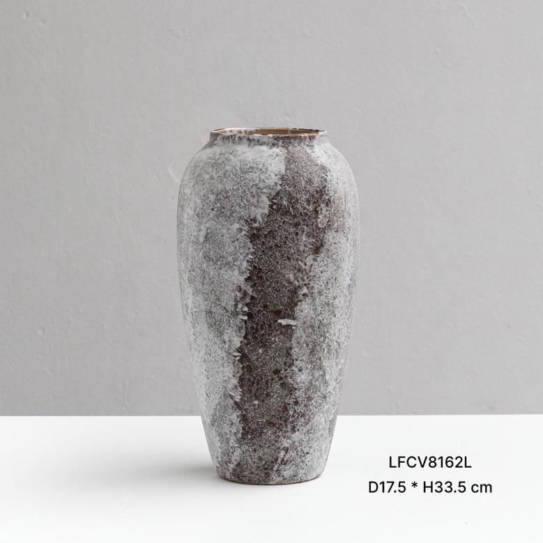 Vintage Rustic Nordic Ceramic Vase Brown White Matte Modern Flower Vase Set For Home Decor