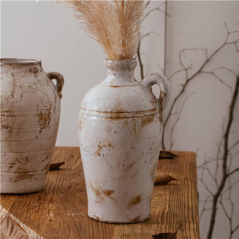 Vintage Unique Luxury Hotel Home Table White Vases Ceramic Pottery Handmade Flower Vase For Decoration