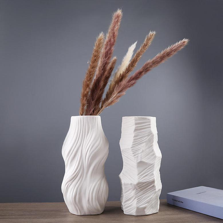 White Big Elegant Modern Flower Ceramic Vase Artificial Flower European Ceramic Vase Soft Decoration