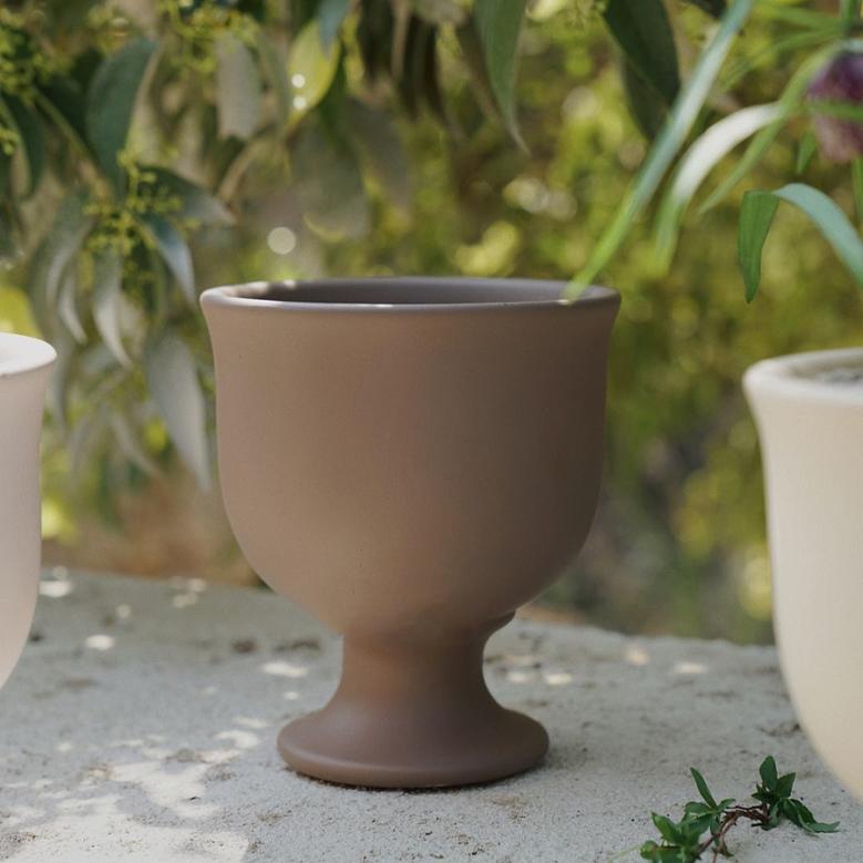 White Brown Goblet Shape Ceramic Flower Planter Classic Plant Pot Hotel Vase For Succulent Orchid Plant Pot For Home Decor