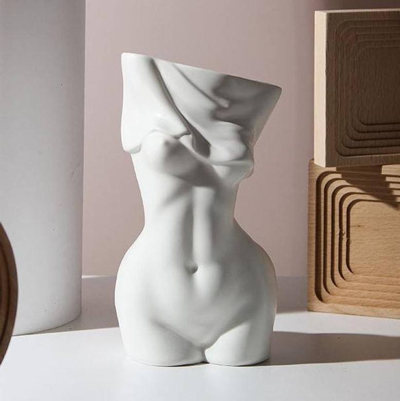 White Nordic Modern Female Body Art Ceramic Flower Vases Home Decor Living Room Decoration