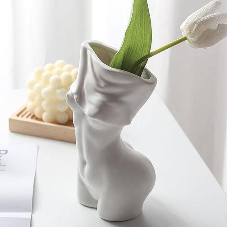 White Nordic Modern Female Body Art Ceramic Flower Vases Home Decor Living Room Decoration