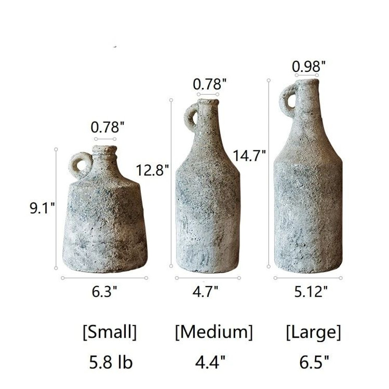 Desktop Vintage Rustic Handmade Pottery Narrow-Mouth Textured Terracotta Table Flower Vase For Home Decor