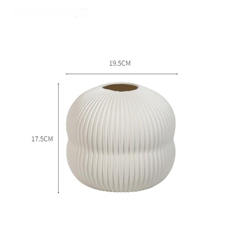 Nordic Simple White Striped Ceramic Living Room Table Floral Arrangement Ceramic Vase