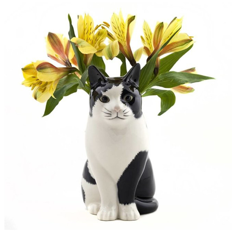 Ceramic Cat Flower Vase Black White Cute Cat Vase For Home Decor Animal Porcelain Vases