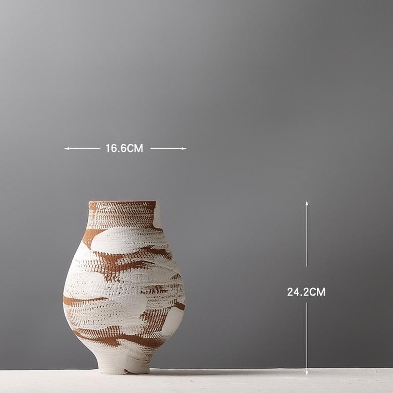 Modern Rustic Farmhouse Ceramic Vase White Flower Vase Home Accessories Accents Table Centerpiece