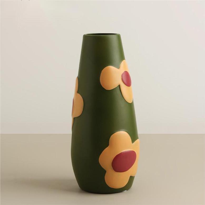 Nordic Retro Mini Creative Painted Ceramic Vase Morandi Flower Arrangement Cute Porcelain Vase For Home Wedding Table Decor