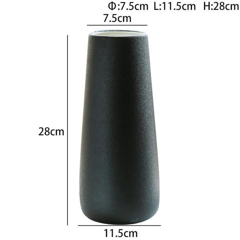 European Retro Frosted Wide-Mouth Decoration Matte Black And White Ceramic Vase