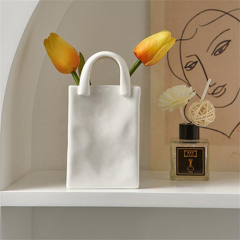 Modern Home Decoration Dried Flower Flower Arrangement Tote Bag Ceramic Vase