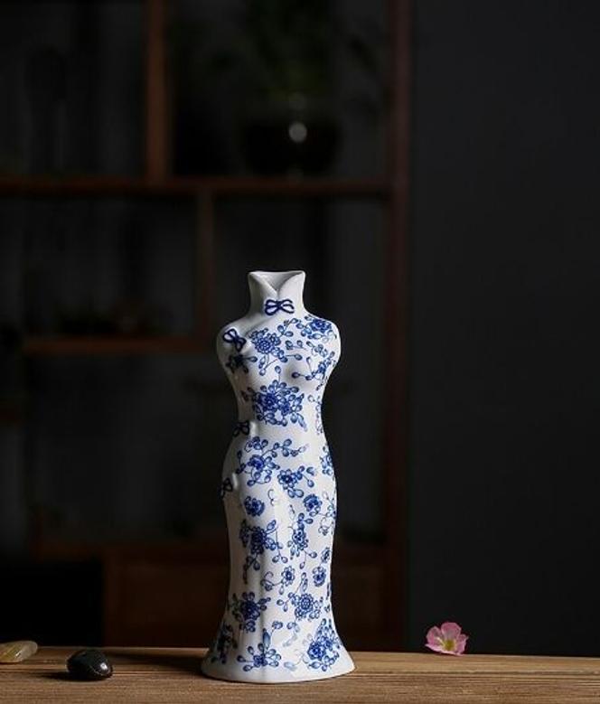 Cheongsam Shaped Vase Ceramic Porcelain Vases Set of 4