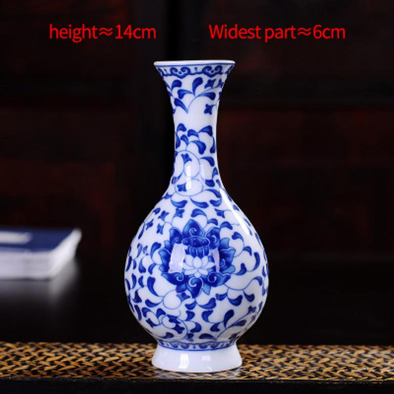 Mini Set of 3 Hand-Painted Small Ceramic Blue White Porcelain Vase Decoration Tea Ceremony Flower Vase