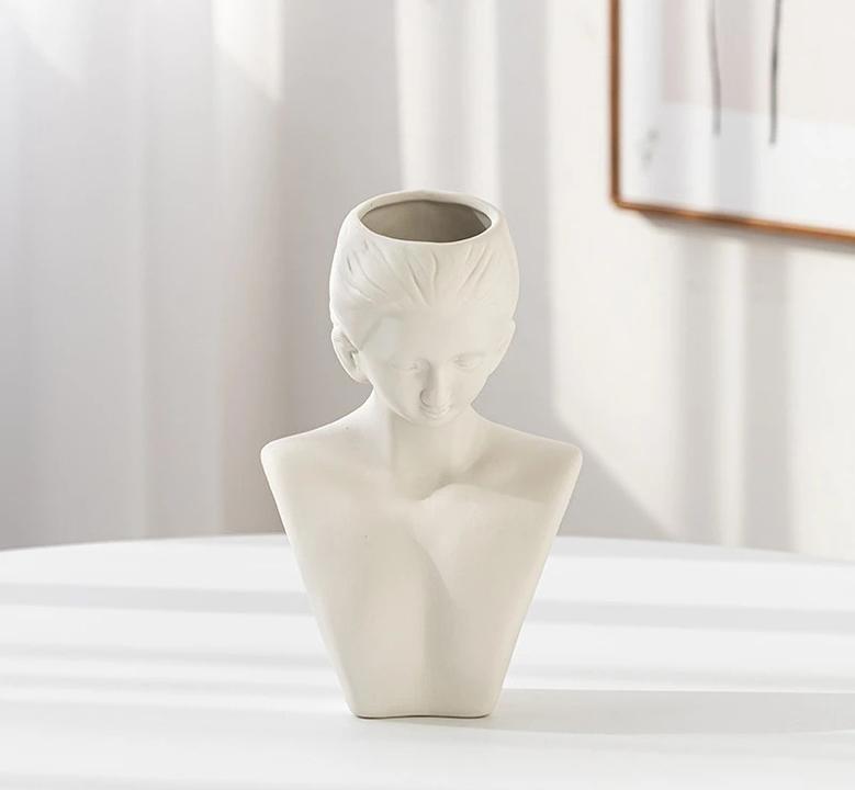 Modern White Nordic Ins Face Creative Flower Arrangement Vase Home Table Art Decoration Ornaments Room Decor