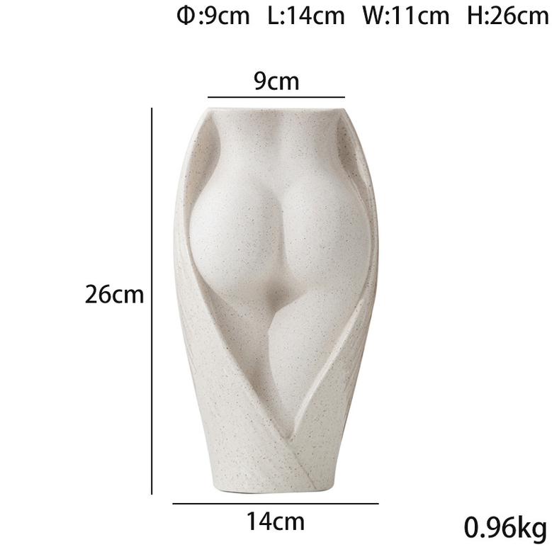 White Ceramic Human Butt Vase matte nude statue female Body flower planter pot art for home bedroom decor
