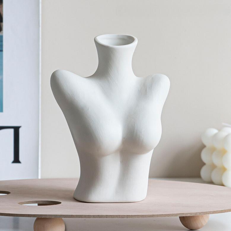 White Nordic Simple Modern Ceramic Vase Decoration Dry Flower Living Room Desktop Porch
