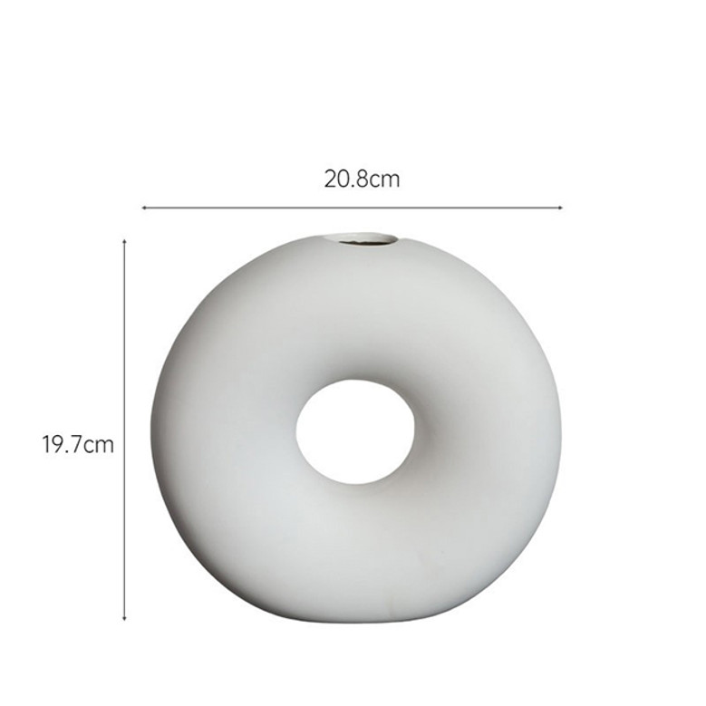 Modern Home Decor Table Porcelain Artistic Small Matte White Ceramic Donut Vase Nordic Decorative Vases