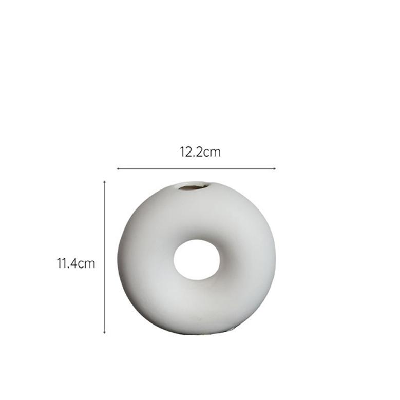 Modern Home Decor Table Porcelain Artistic Small Matte White Ceramic Donut Vase Nordic Decorative Vases
