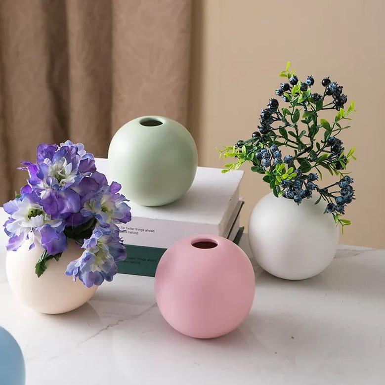 Nordic Modern Minimalist Morandi Round Ceramic Vase Creative Home Decoration Ornaments For Home Decoration
