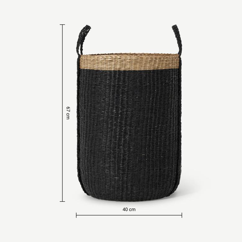Black Large Wicker Seagrass Storage Basket Woven Basket For Home Storage And Organization