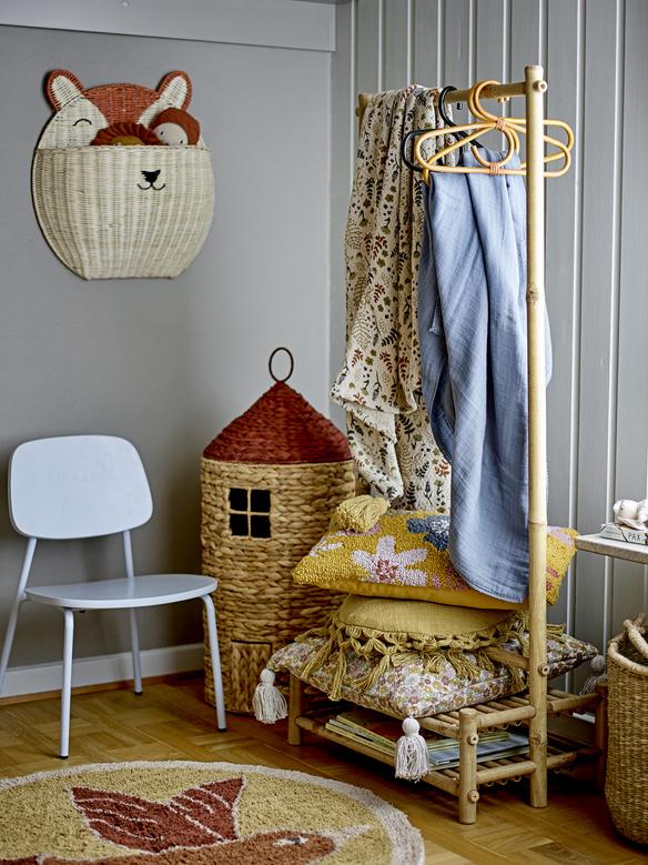 Cute Animal Wall Mounted Basket Wicker Rattan Wall Hanging Basket For Kids Room Decor
