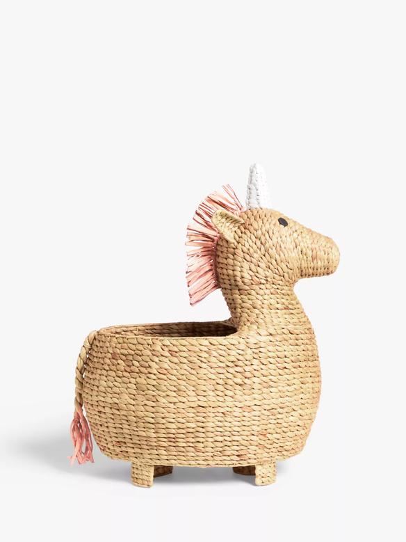 Unicorn Storage Basket Handmade Water Hyacinth Laundry Basket Wicker Animal Shaped Toy Basket For Kids Playing Room