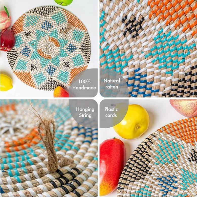 Elegant Style Natural Decorative Woven Wall Basket Decorative Wall Hanging Plate Seagrass Basket For Home Decor