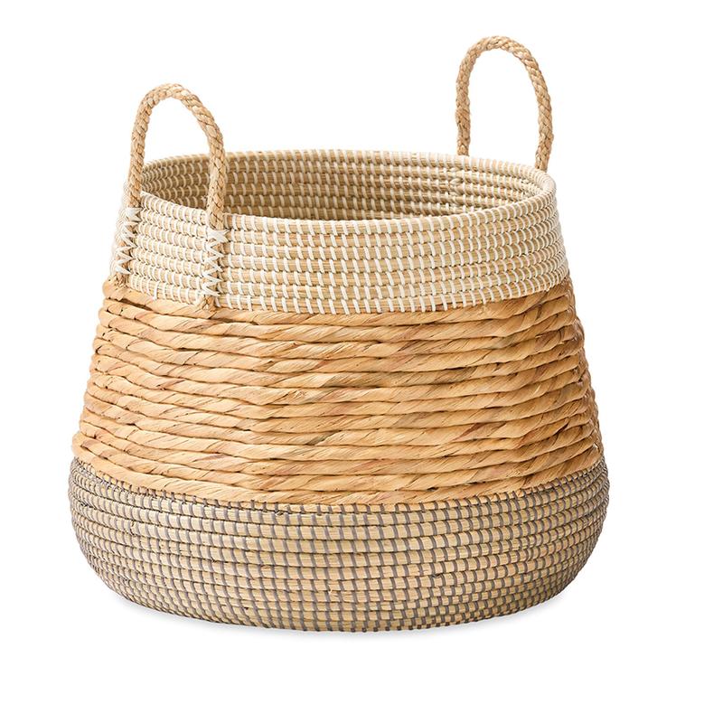 Elegant Water Hyacinth Plant Pot Baskets Woven Seagrass With Handles