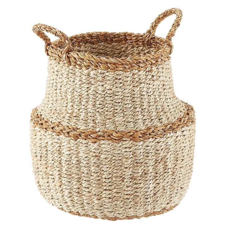 Essentials For Home Sedge Baskets Seagrass Wicker Basket With Handles For Kitchen Or Bathroom Handmade
