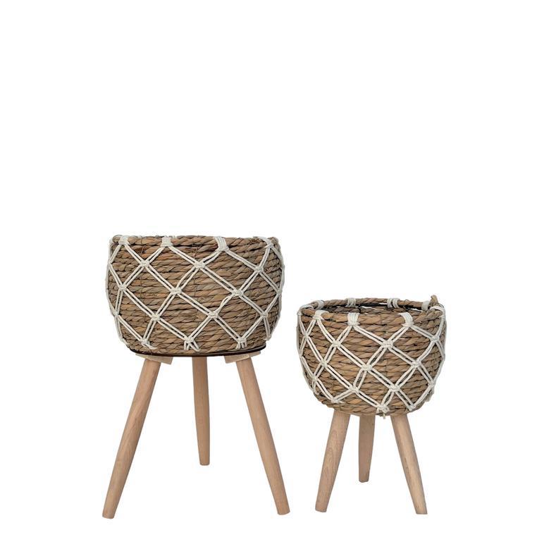 Flower Basket Plant Pot Seagrass Baskets With Wooden Legs