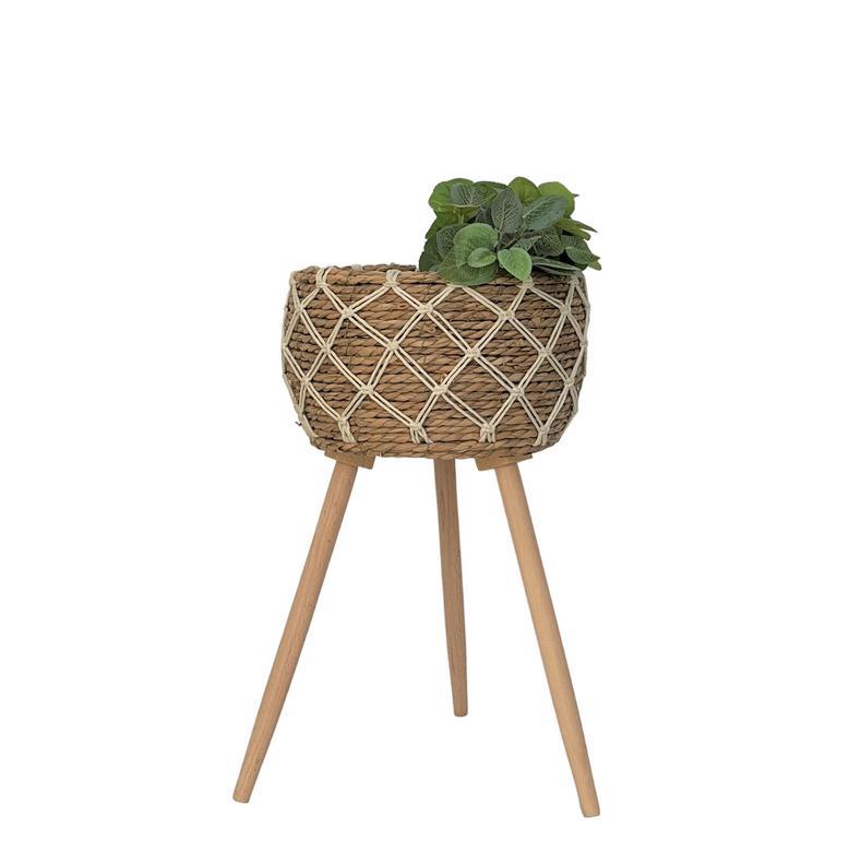 Flower Basket Plant Pot Seagrass Baskets With Wooden Legs