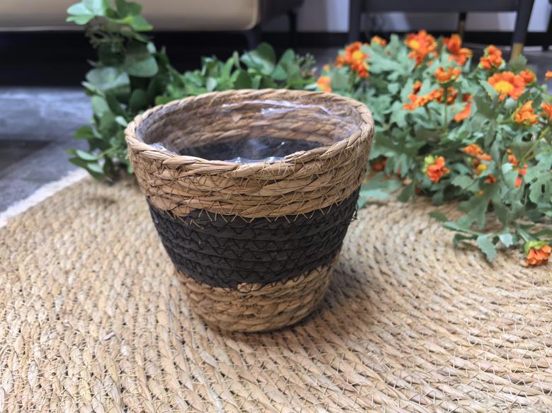 Grass Woven Potted Plant Flower Basket Indoor And For Home Decoration Desktop Storage Container Plant Basket Decoration