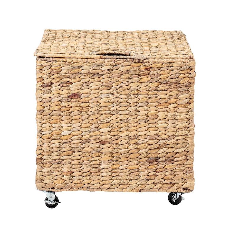 Handmade Water Hyacinth Storage Basket With Lid On Wheels Hand Woven Underbed Storage Basket