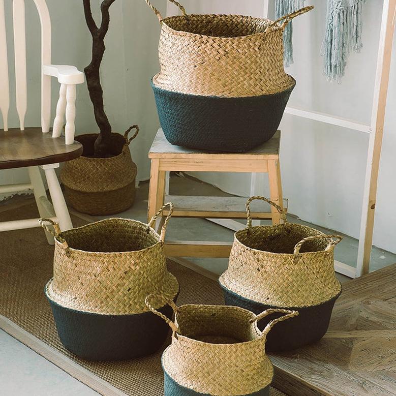 Handwoven Seagrass Basket For Home Shop Plant Flower Storage Laundry Picnic Basket Wicker Seagrass Belly Basket