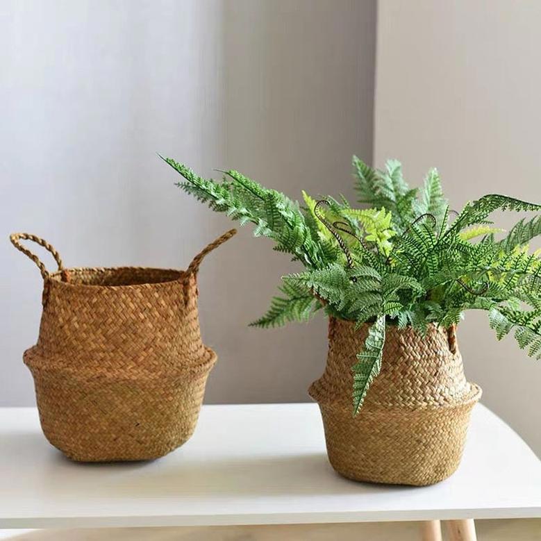 Handwoven Seagrass Basket Handbags For Home Shop Plant Flower Storage Laundry