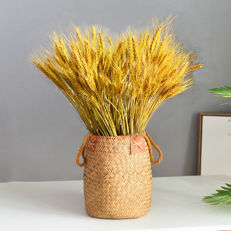 Brown Wicker Baskets - Handwoven Seagrass Storage Basket with Handle for Plants & Flowers