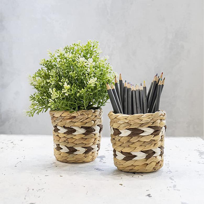 Mini Water Hyacinth Flower Basket Basket For Dining Table Decoration Pencil Cup Tiny For Office