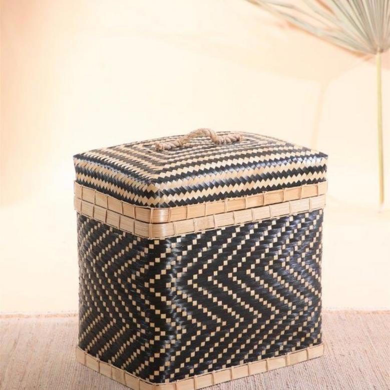 Natural Black Basket Japan Style For Storage And Laundry Basket with Lid