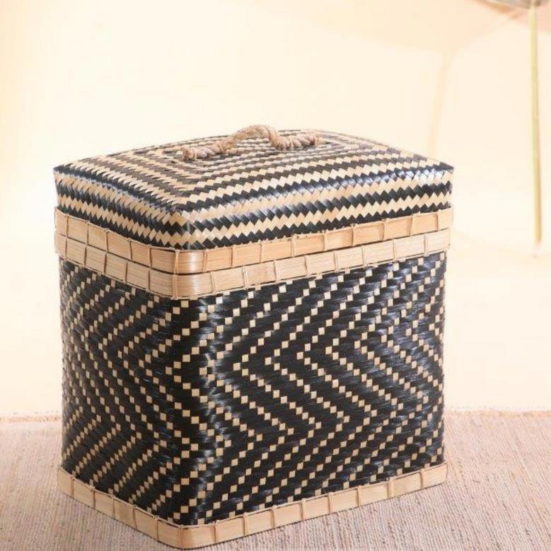 Natural Black Basket Japan Style For Storage And Laundry Basket with Lid