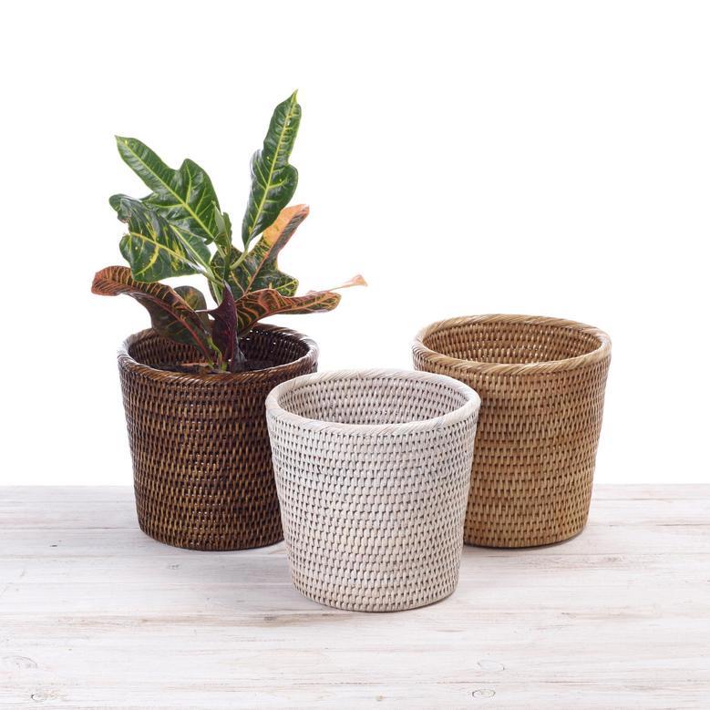 Natural Hand Woven Rattan Plant Pots Eco Friendly Braided Home Decor Pots For Plants